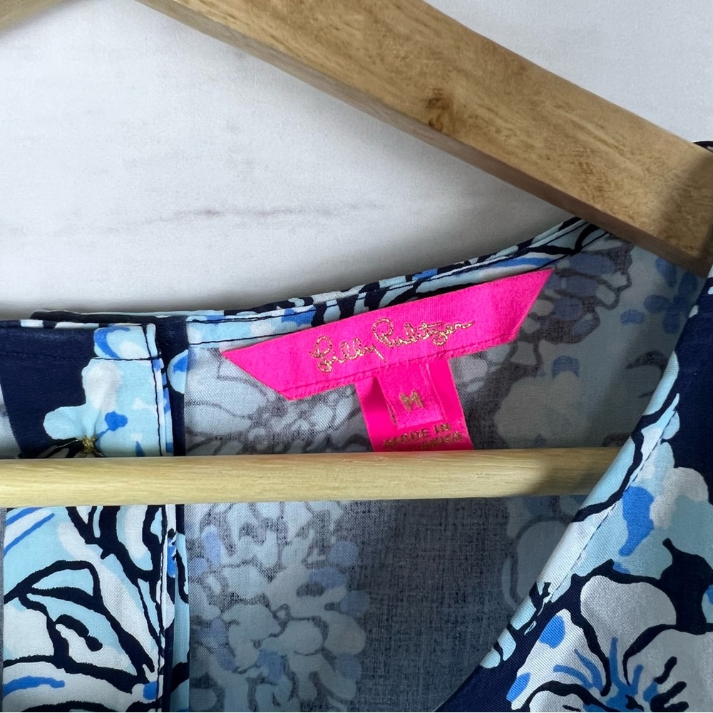 Lilly Pulitzer Tank Top, Button Shirt, Pant Set Low Tide Navy Medium And Small - Picture 4 of 14